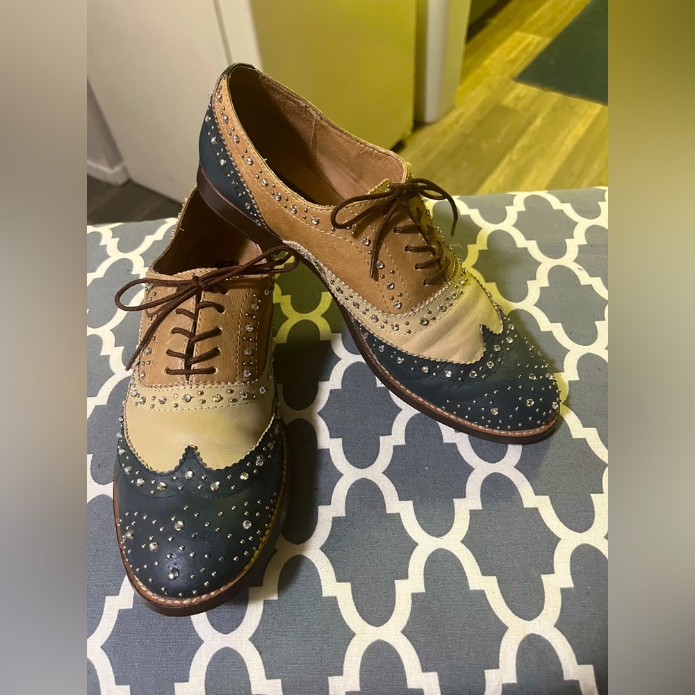 Real Leather! Sensational 3 Tones Oxford - Vintage Shoes